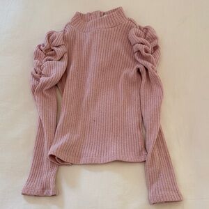 Janie and Jack Soft Pink and Metallic Ribbed Knit Top